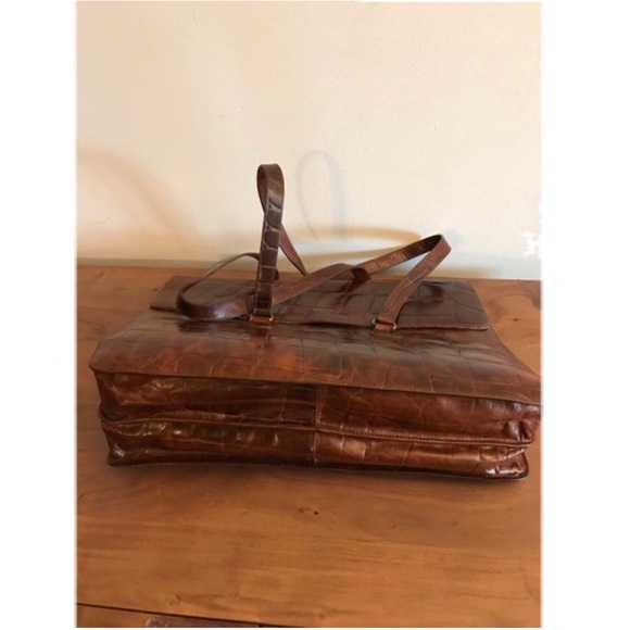 Furla Leather Moc Croc Briefcase / Laptop Case - Picture 7 of 12